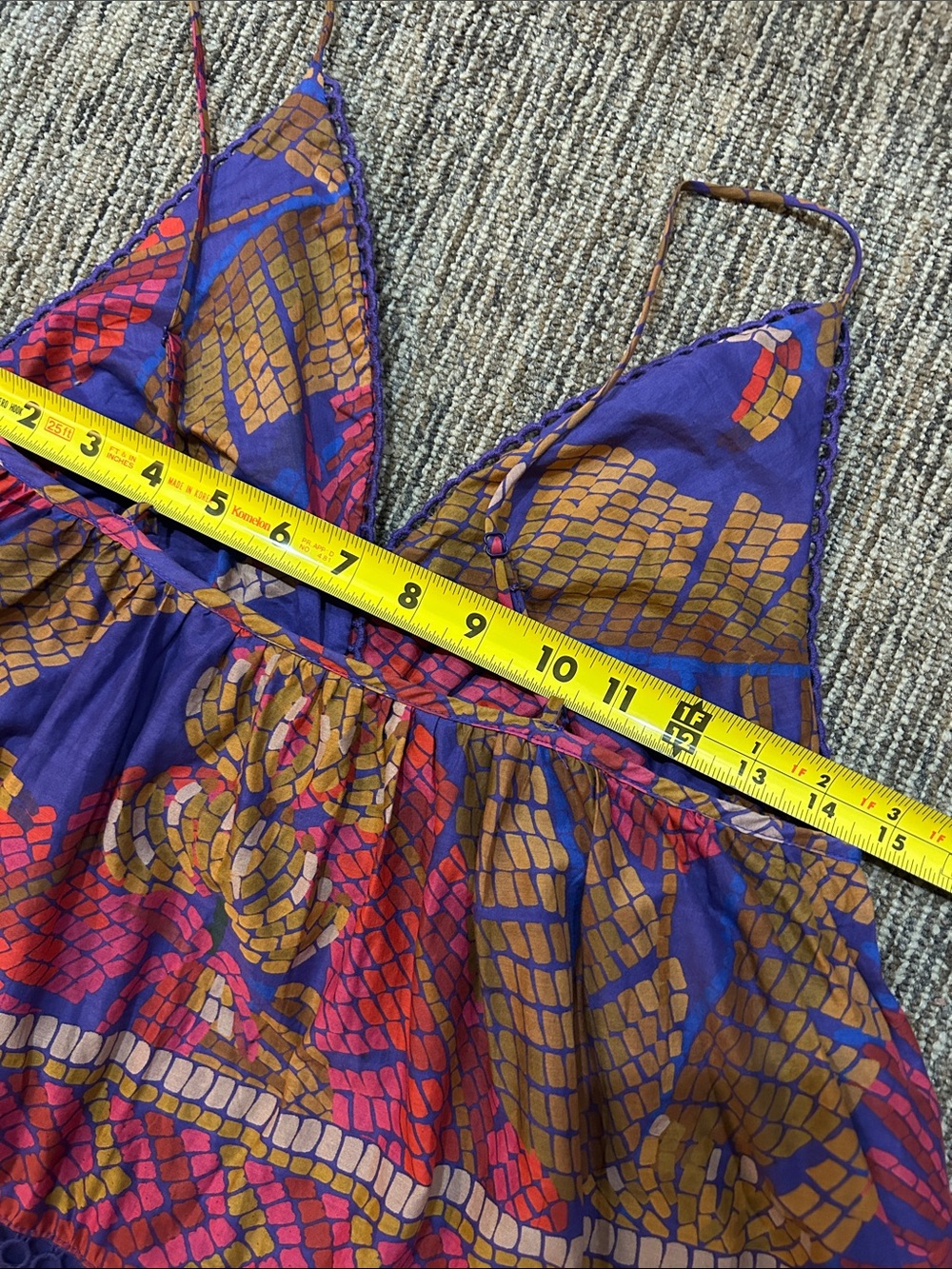 FARM RIO Blue Forest Mosaic Sleeveless Maxi Dress Small - Picture 14 of 16